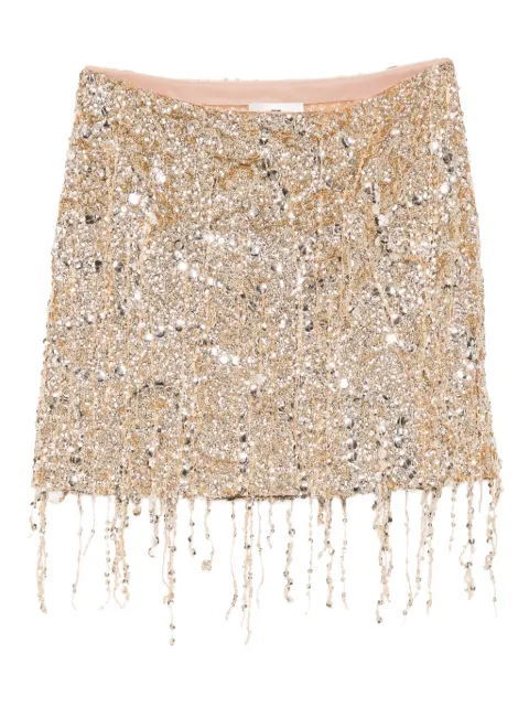 Elisabetta Franchi sequinned-fringe tulle mini skirt
