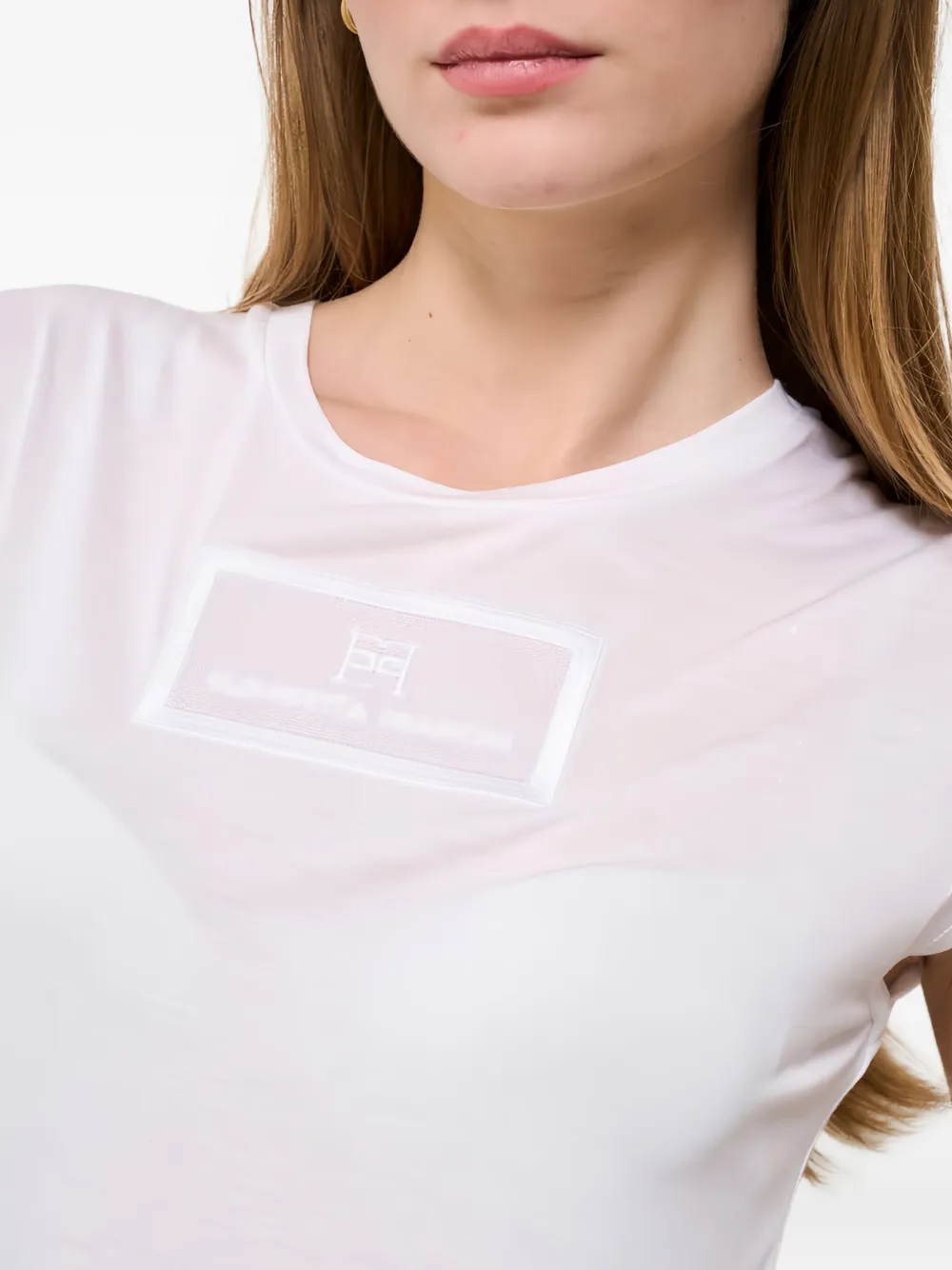 Elisabetta Franchi T-shirt met logopatroon en kapmouwen Wit