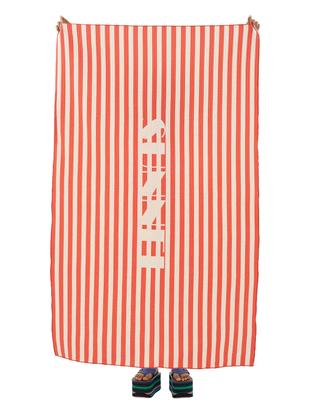 Sunnei striped waffle towel - Bianco