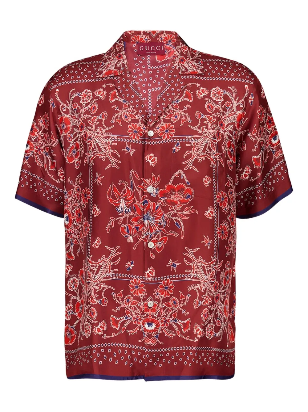 Gucci Disco Seidenhemd mit Blumen-Print - Rot