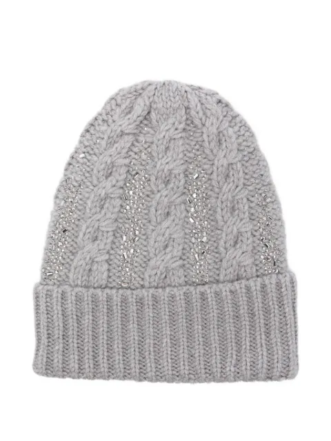 Ermanno Scervino cable-knit crystal-embellished beanie