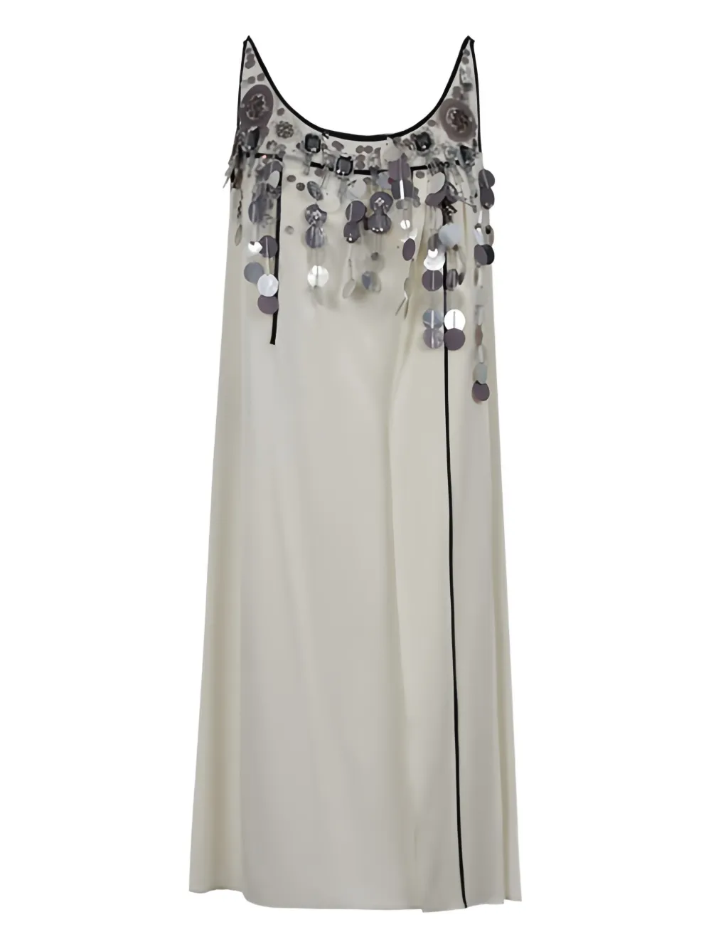 Prada Beaded-sequin Mini Dress In Gray