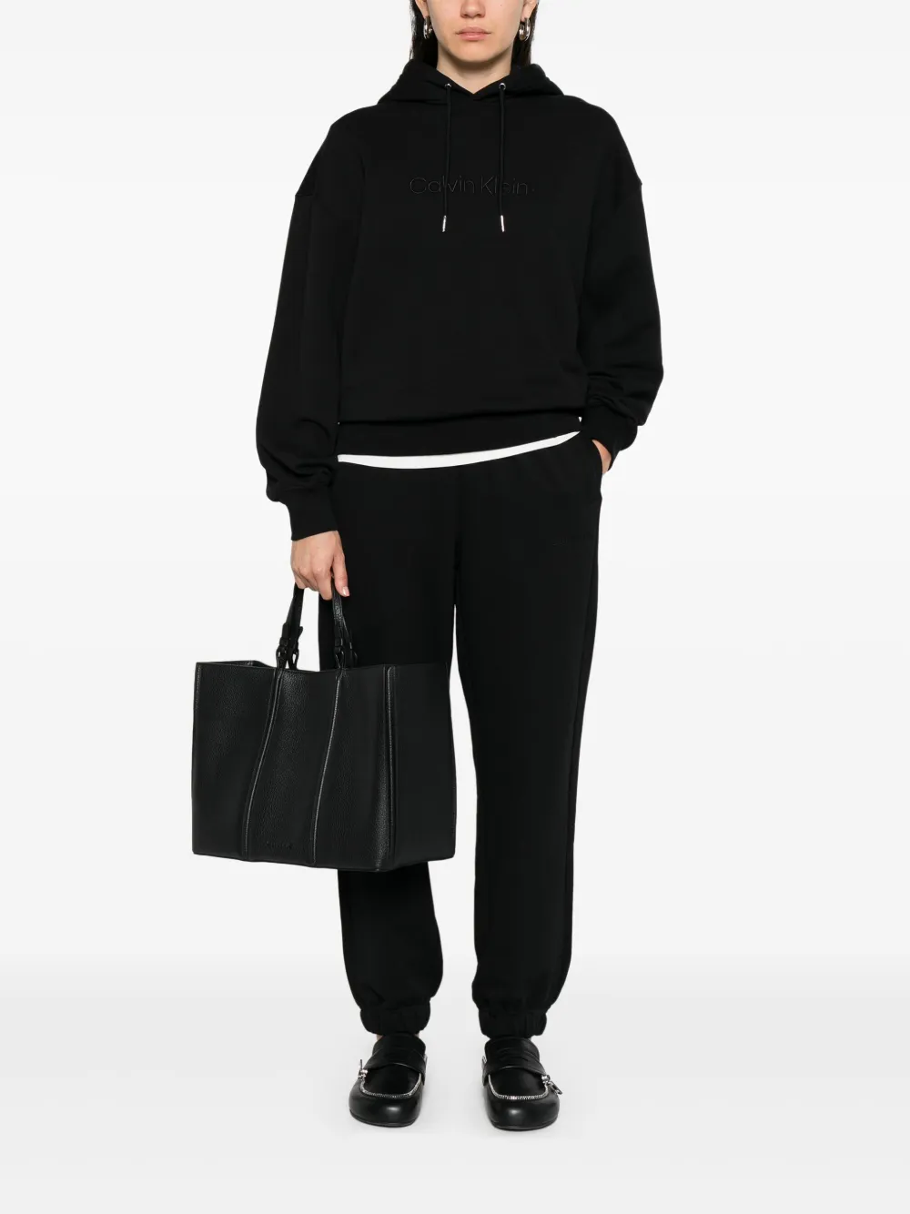Calvin Klein cotton tapered trousers - Zwart
