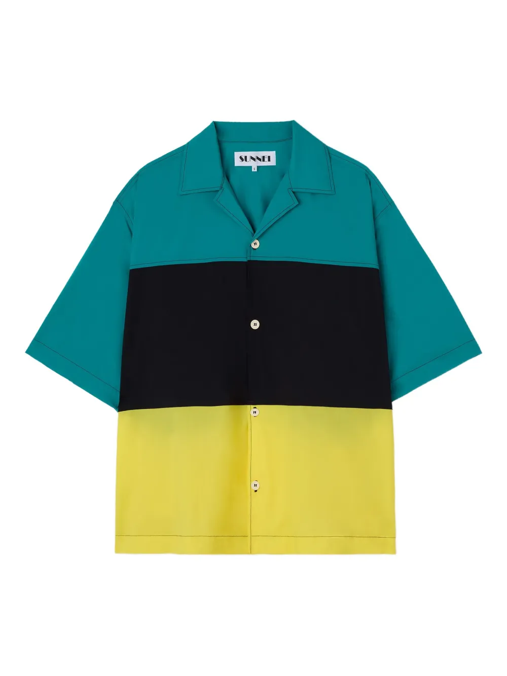 Sunnei panelled short-sleeve shirt Zwart