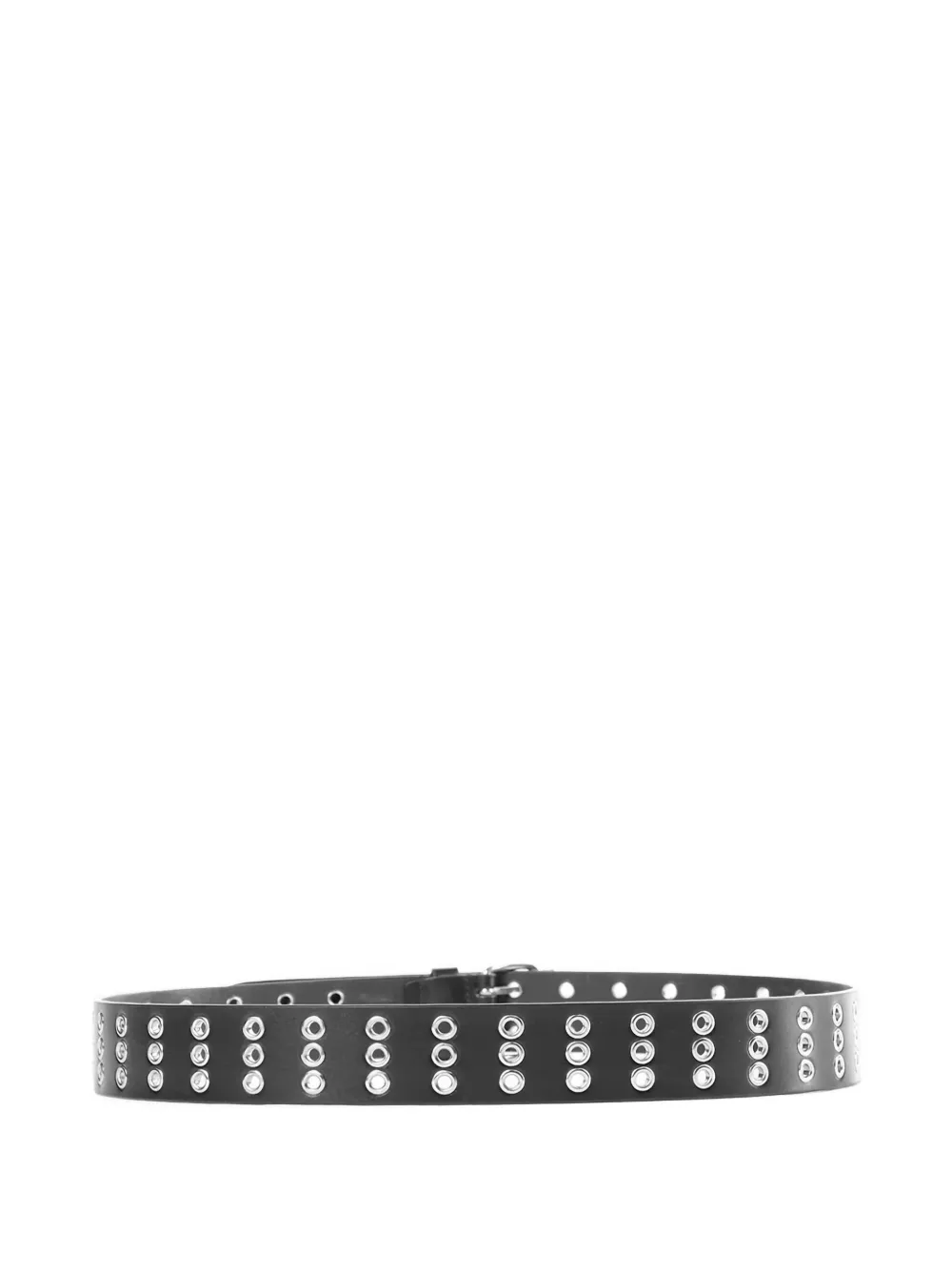 Ann Demeulemeester Leren riem met ringlets - Zwart