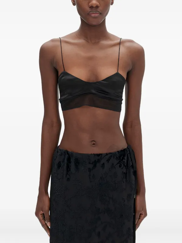 Ann Demeulemeester Scoop-neck Cropped Top in Black