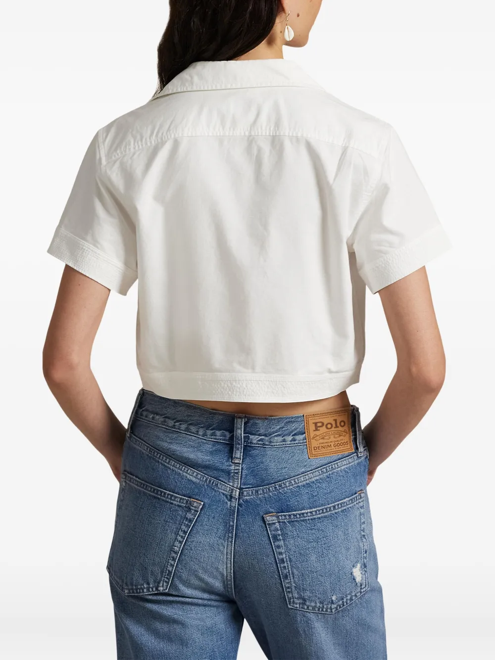 Polo Ralph Lauren Blouse met gestrikte voorkant en korte mouwen Wit