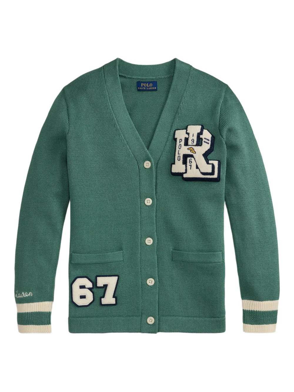 POLO RALPH LAUREN KIDS エンブロイダリーカーディガン - グリーン POLO RALPH LAUREN KIDS エンブロイダリーカーディガン - グリーン