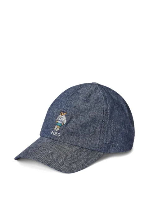 POLO RALPH LAUREN KIDS embroidered-Polo Bear denim cap 