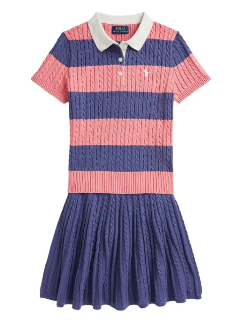 POLO RALPH LAUREN KIDS knitted striped polo shirt and dress set