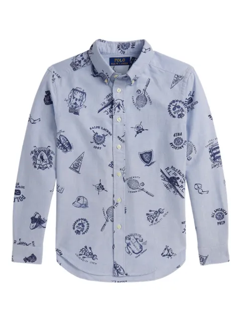 POLO RALPH LAUREN KIDS قميص بأزرار وطبعة جرافيك