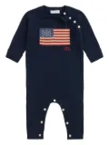 POLO RALPH LAUREN KIDS flag-embellished knitted romper - Blue