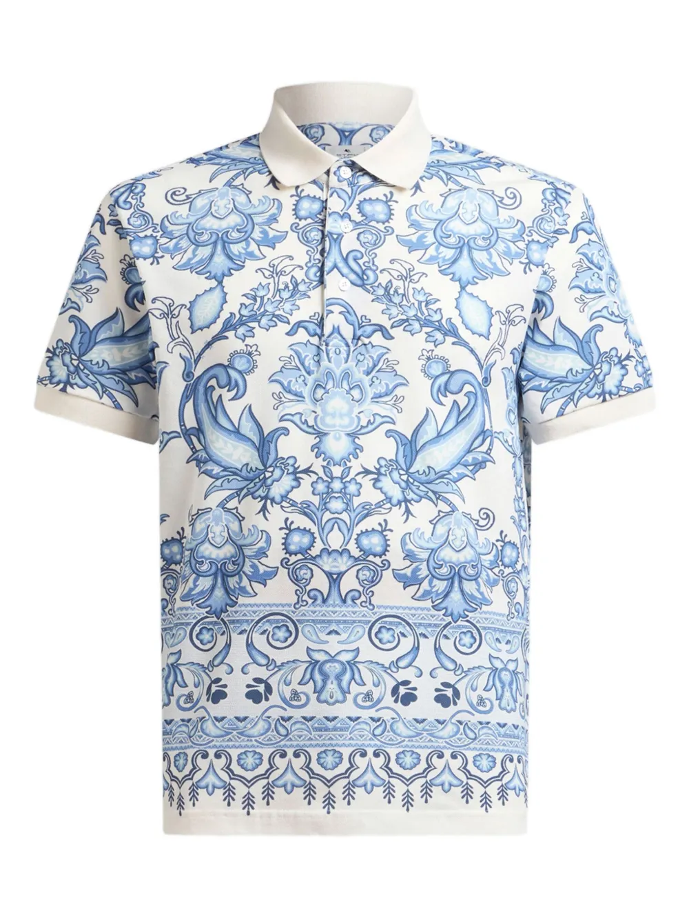 ETRO floral-print polo shirt Blauw