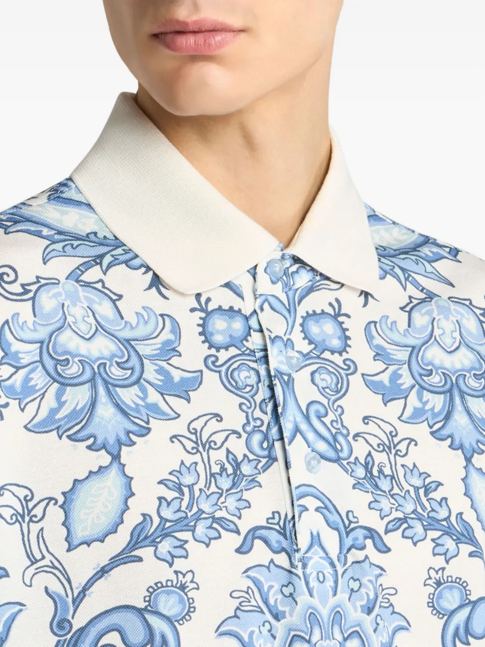 ETRO floral-print polo shirt Blauw