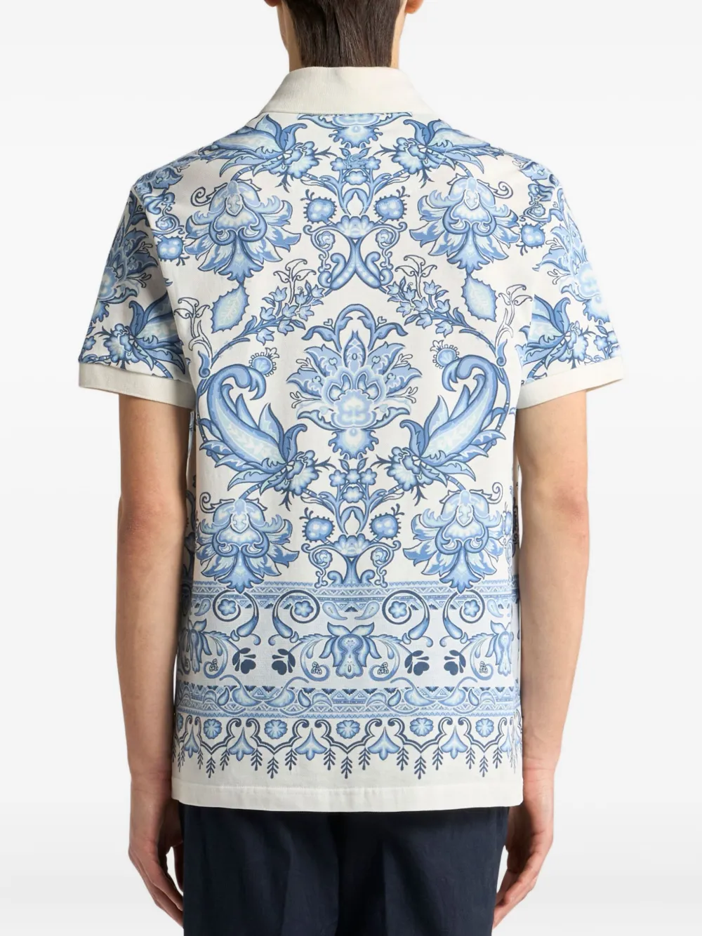 ETRO floral-print polo shirt Blauw