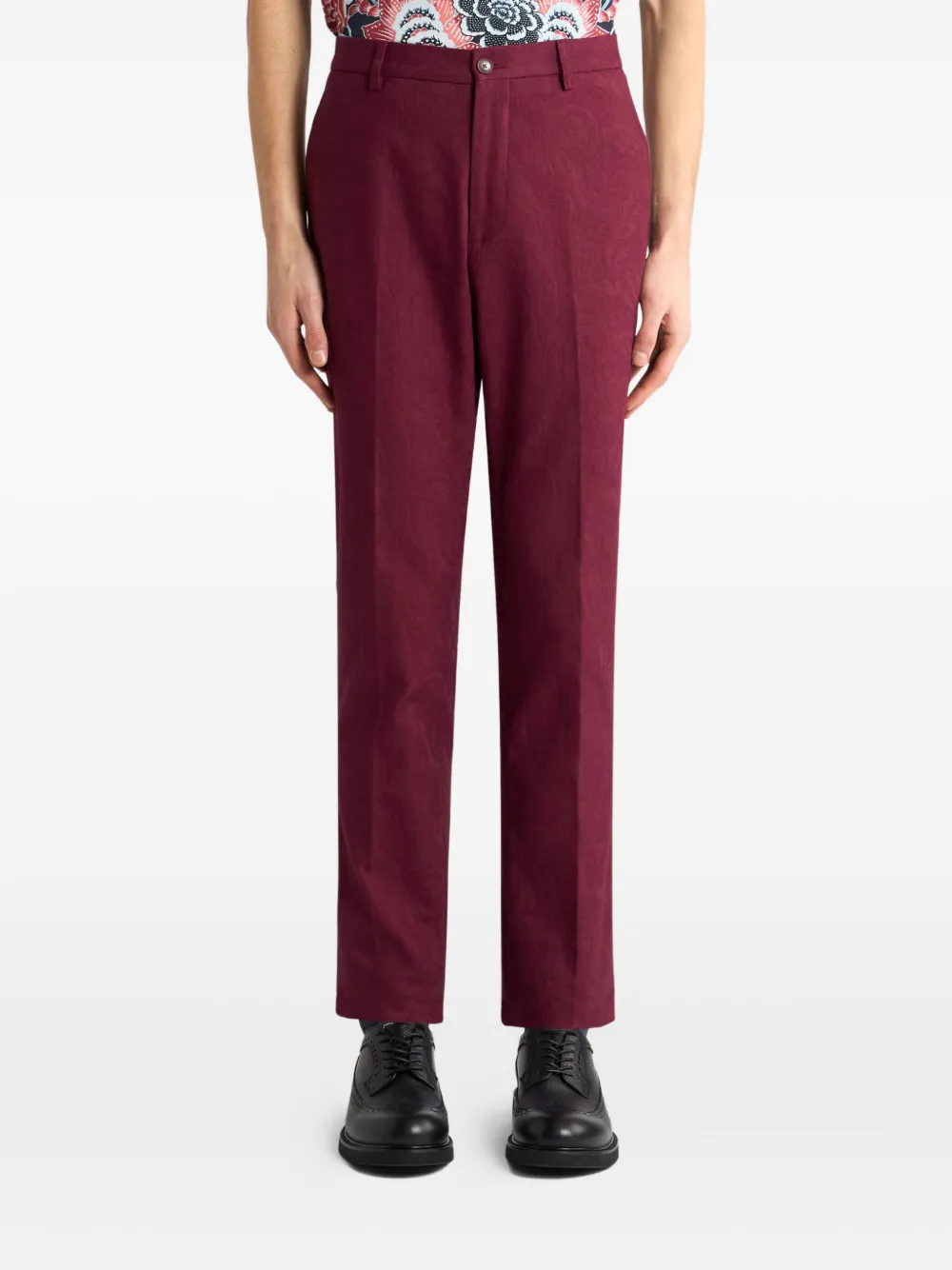 ETRO patterned-jacquard straight-leg trousers Rood