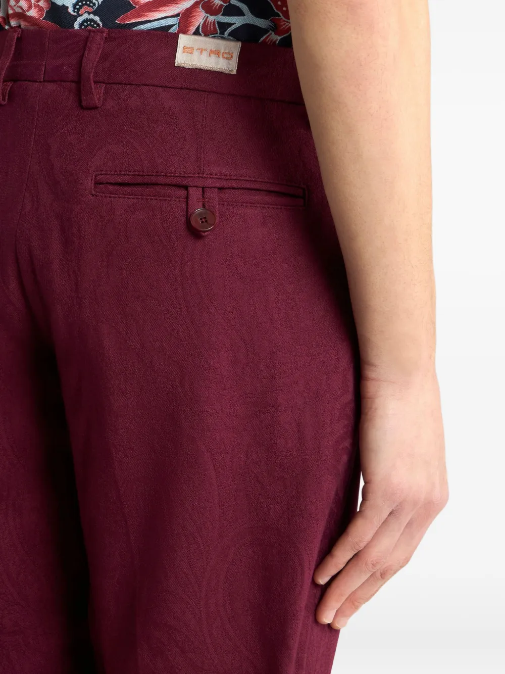 ETRO patterned-jacquard straight-leg trousers Rood