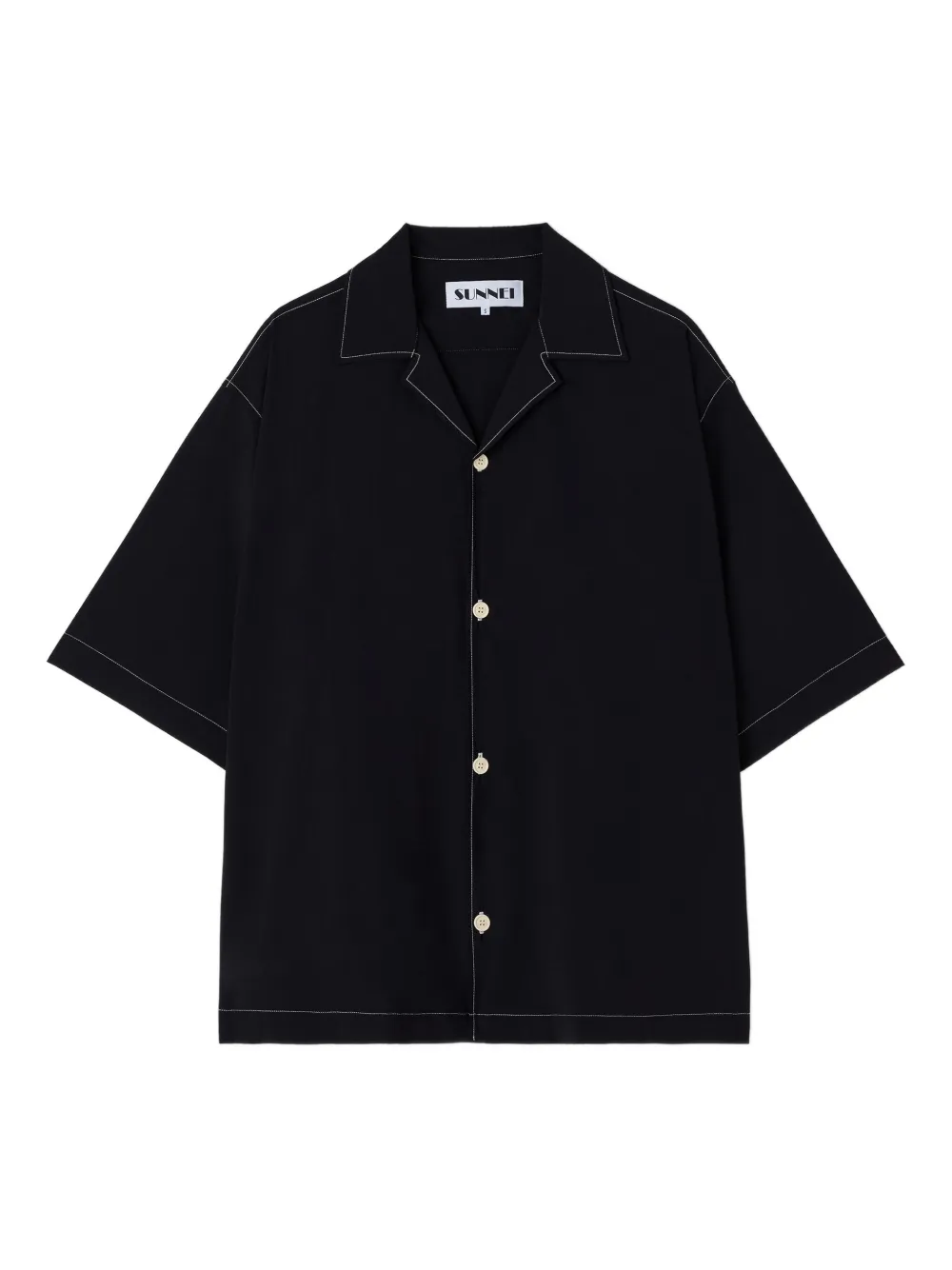 Sunnei short-sleeve contrast-stitch shirt Zwart