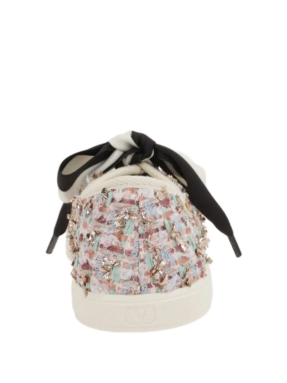 Valentino Garavani tweed bow sneakers White