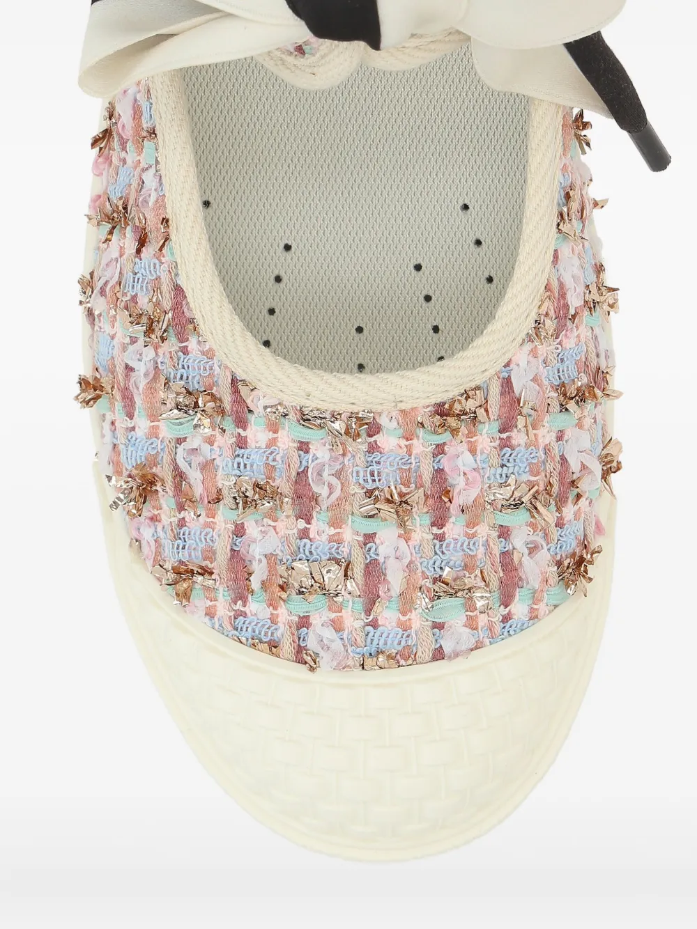 Valentino Garavani tweed bow sneakers White
