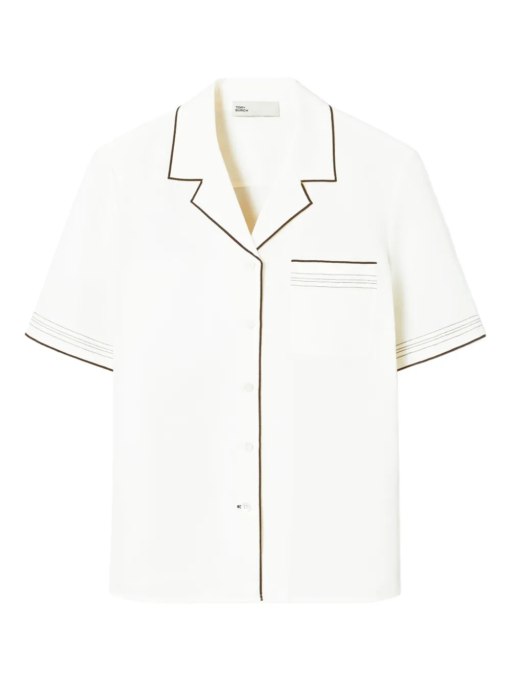 Tory Burch リネン キャンプ シャツ - ホワイト Tory Burch リネン キャンプ シャツ - ホワイト