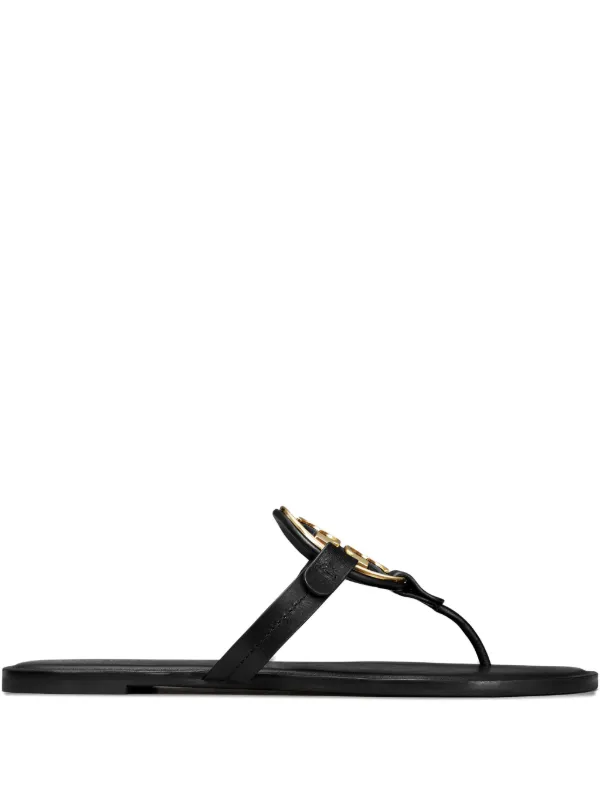 Tory Burch Miller Logo Thong Sandals Black FARFETCH TH