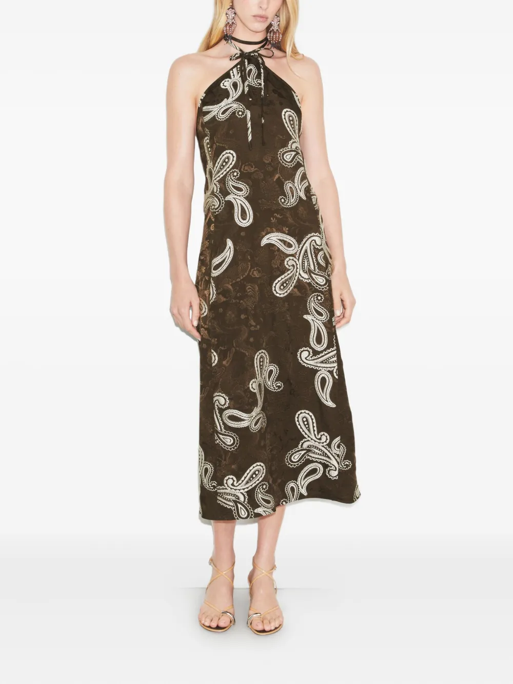 Tory Burch Jurk met paisley-print - Bruin