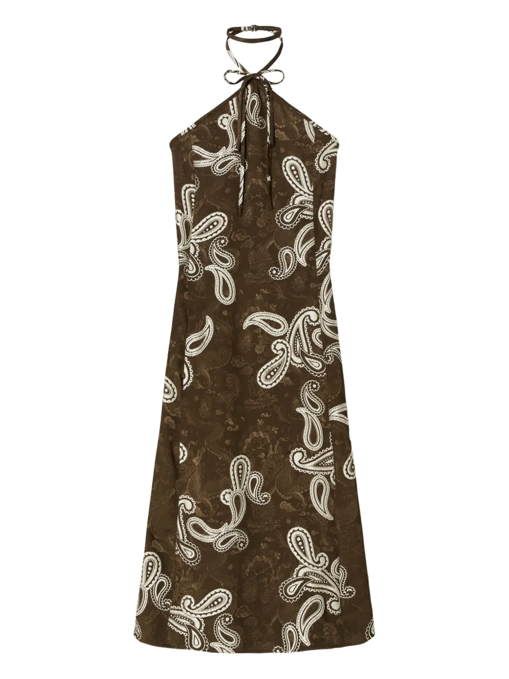 Tory Burch paisley-print halterneck dress - ブラウン Tory Burch paisley-print halterneck dress - ブラウン