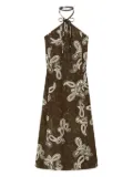 Tory Burch paisley-print halterneck dress - Brown