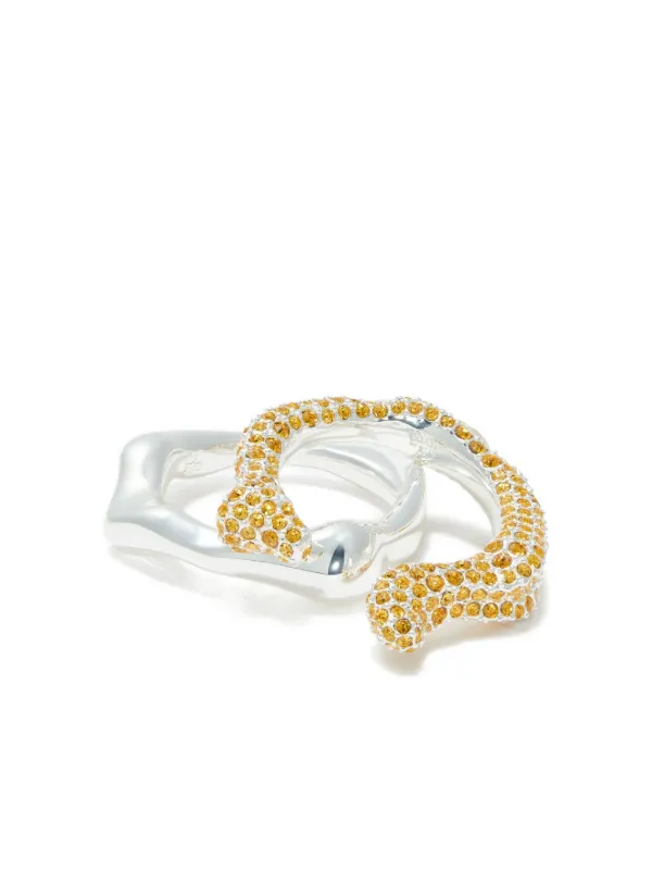 Tory Burch シルバー リング クリスタル Tory Burch クリスタル リング | シルバートーン | FARFETCH JP