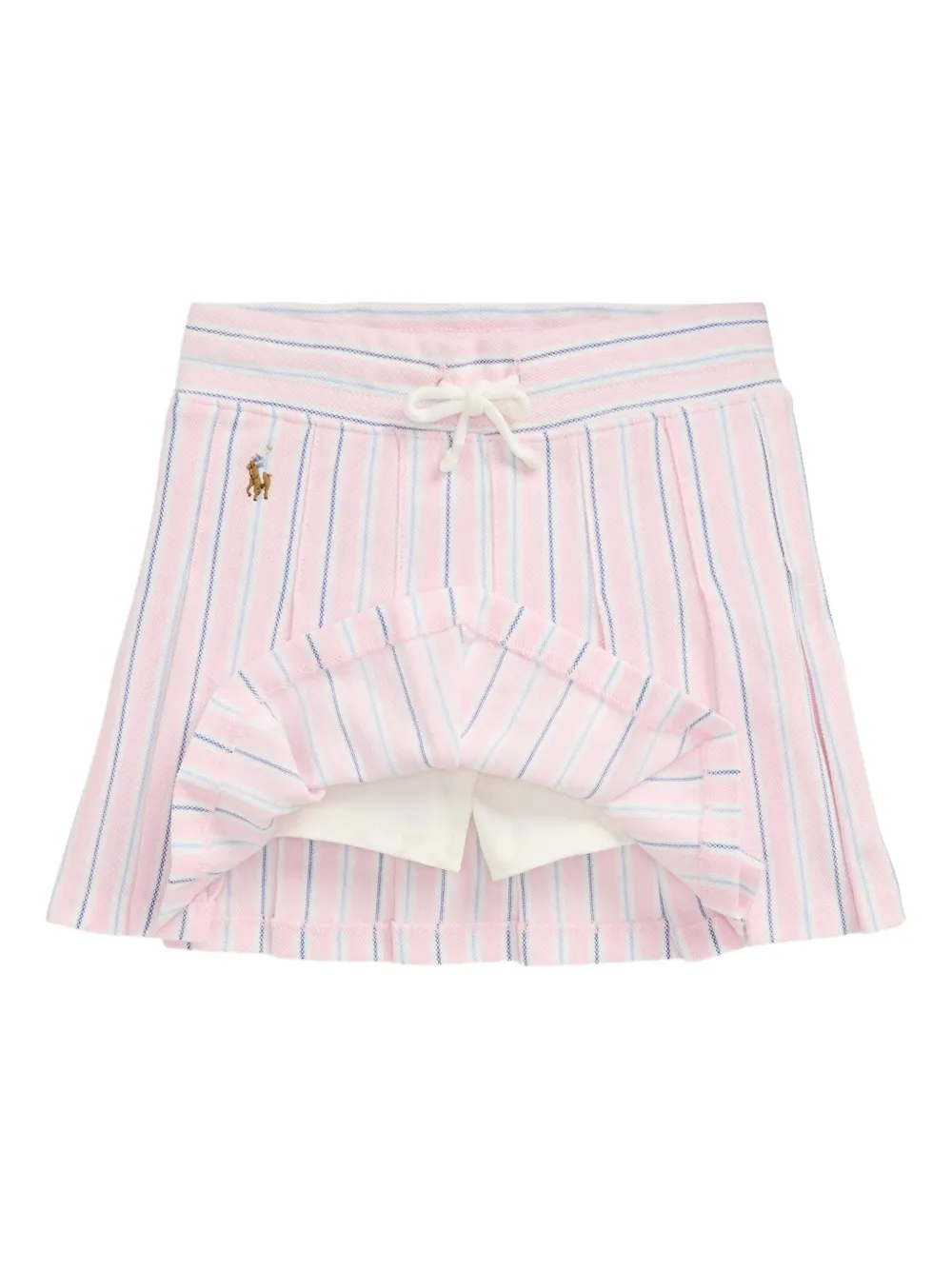 POLO RALPH LAUREN KIDS Gestreepte plooiskorts Roze