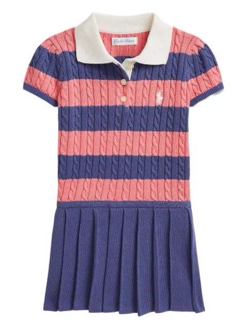 POLO RALPH LAUREN KIDS striped cable-knit polo dress