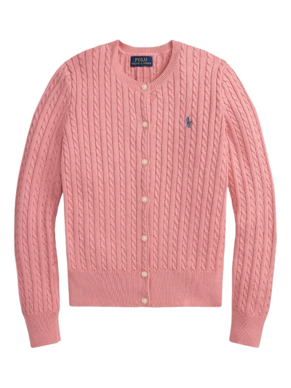 POLO RALPH LAUREN ニットカーディガン　ピンク　サイズS ポロラルフローレン POLO RALPH LAUREN カーディガン ケーブルニット