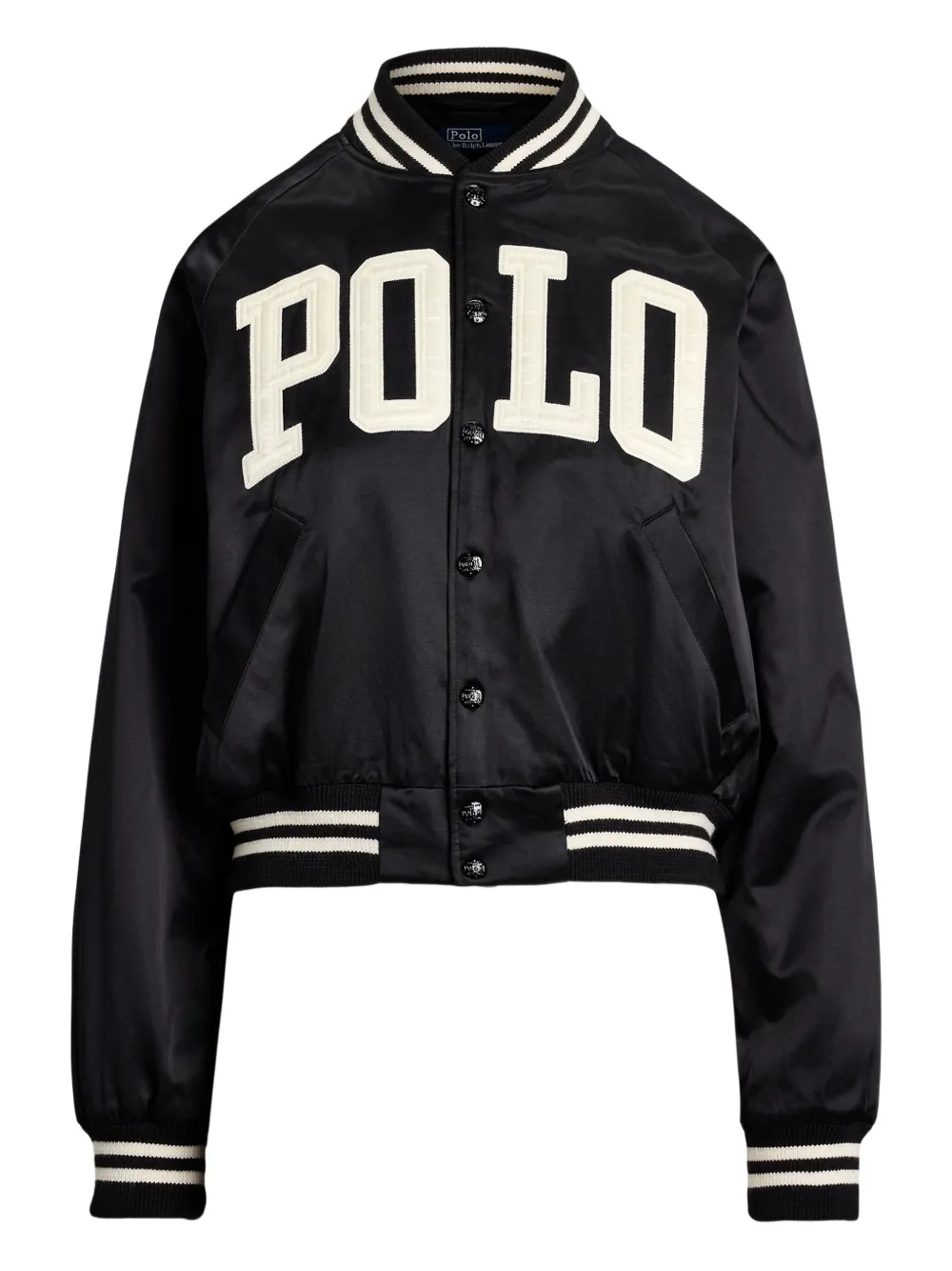 Polo Ralph Lauren Satijnen bomberjack met logoprint Zwart