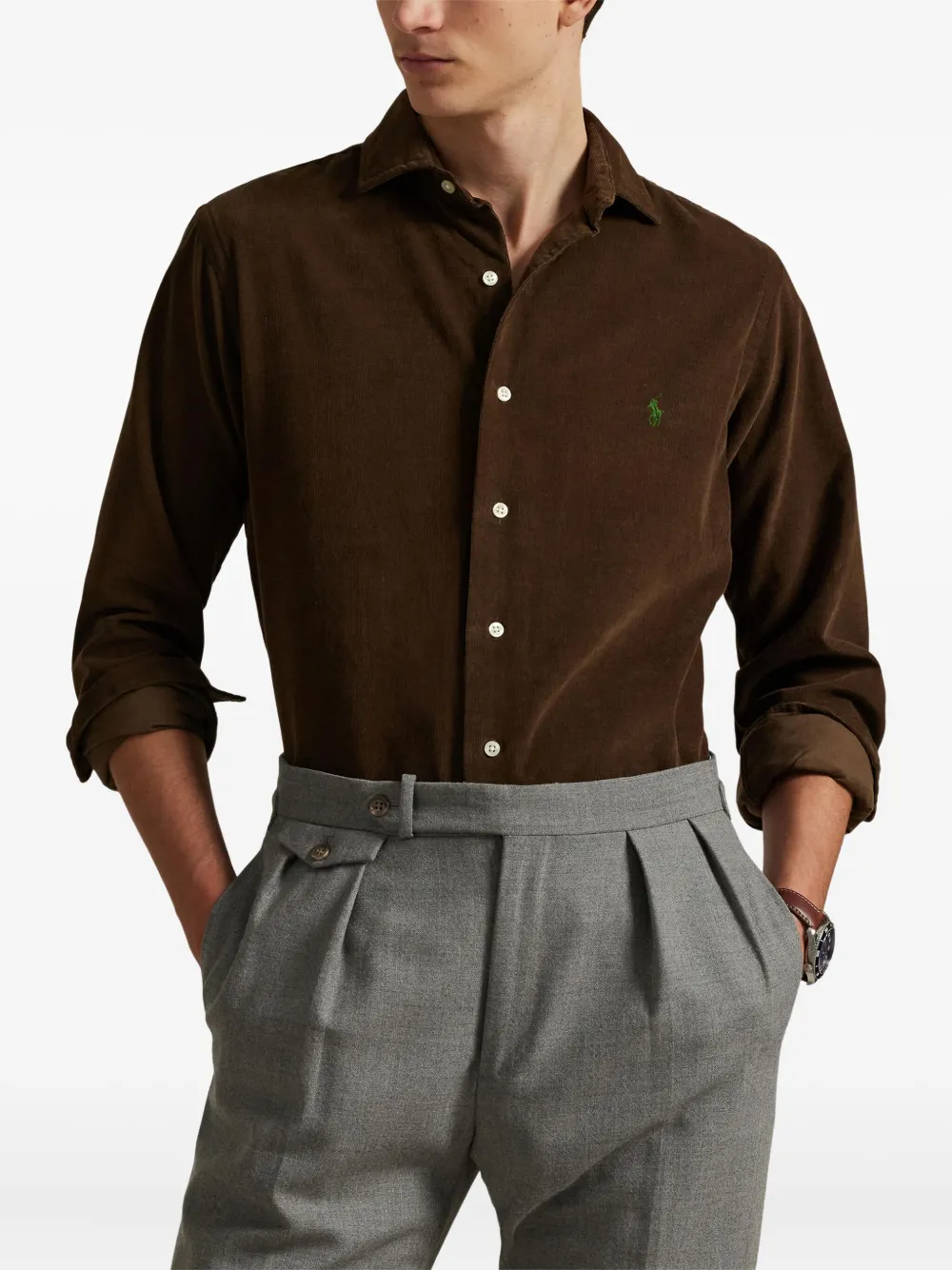 Polo Ralph Lauren Ribgebreid overhemd Bruin