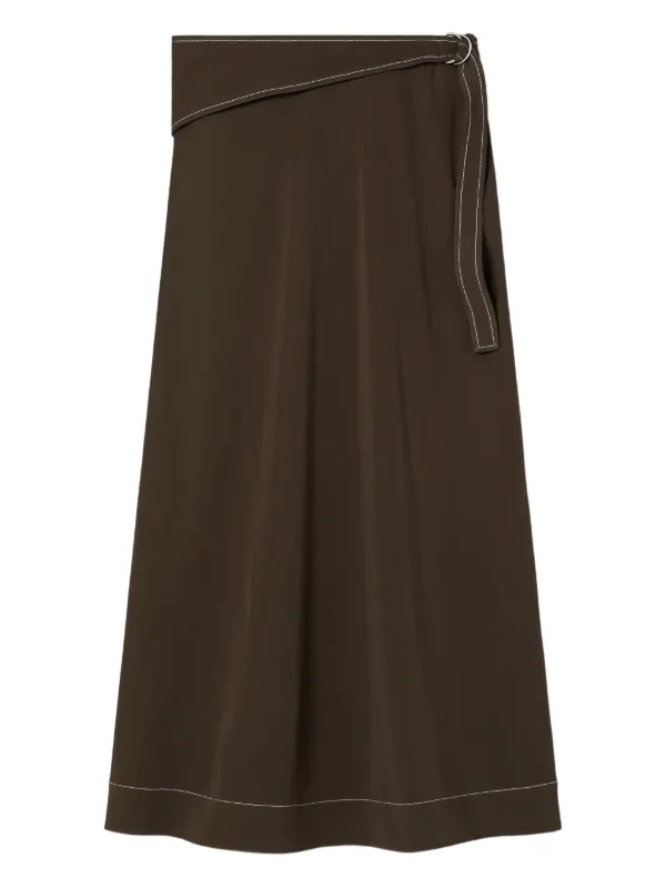 Tory Burch Belted Jersey Skirt in Brown