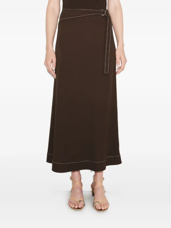 スカート TORY BURCH Brown Viscose Skirt Tory Burch Belted Jersey Skirt | Brown | FARFETCH