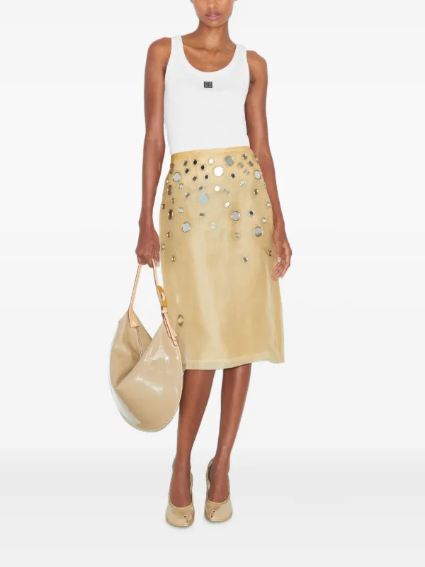 スカート TORY BURCH Women Skirts 167350253 Beige Tory Burch Embellished Mirror Skirt | Neutrals | FARFETCH