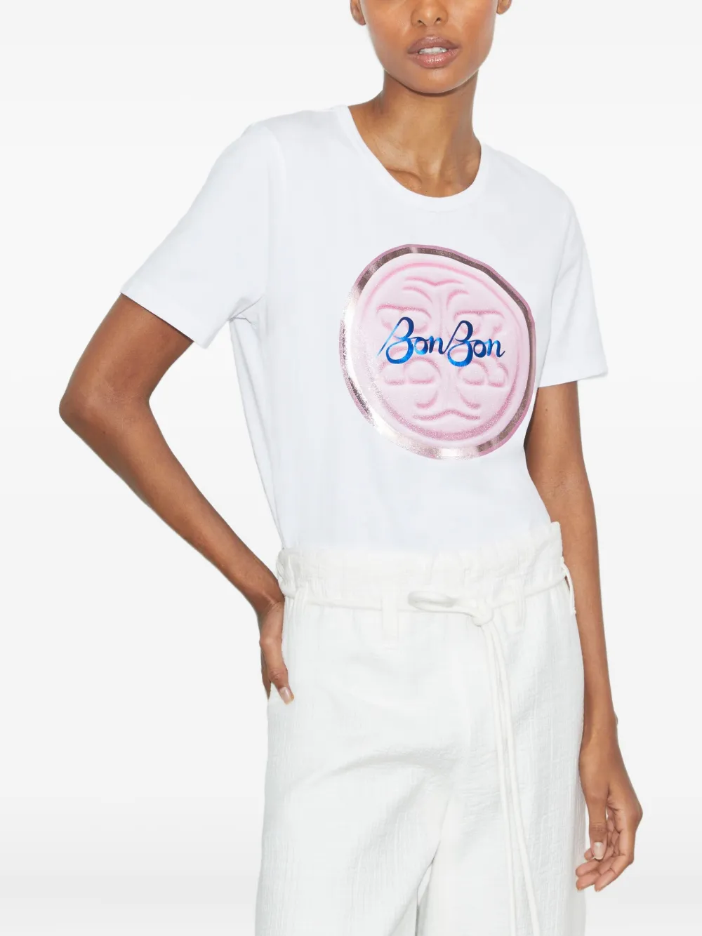 Tory Burch Bonbon T-shirt verfraaid met logo Wit