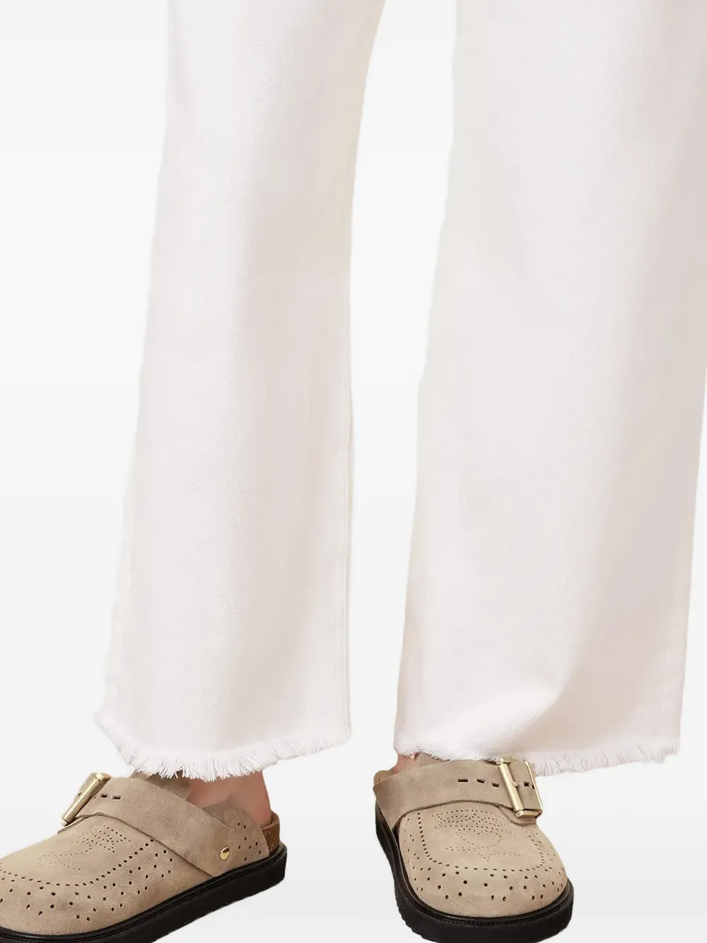 AllSaints buckle perforated-detail mule Beige