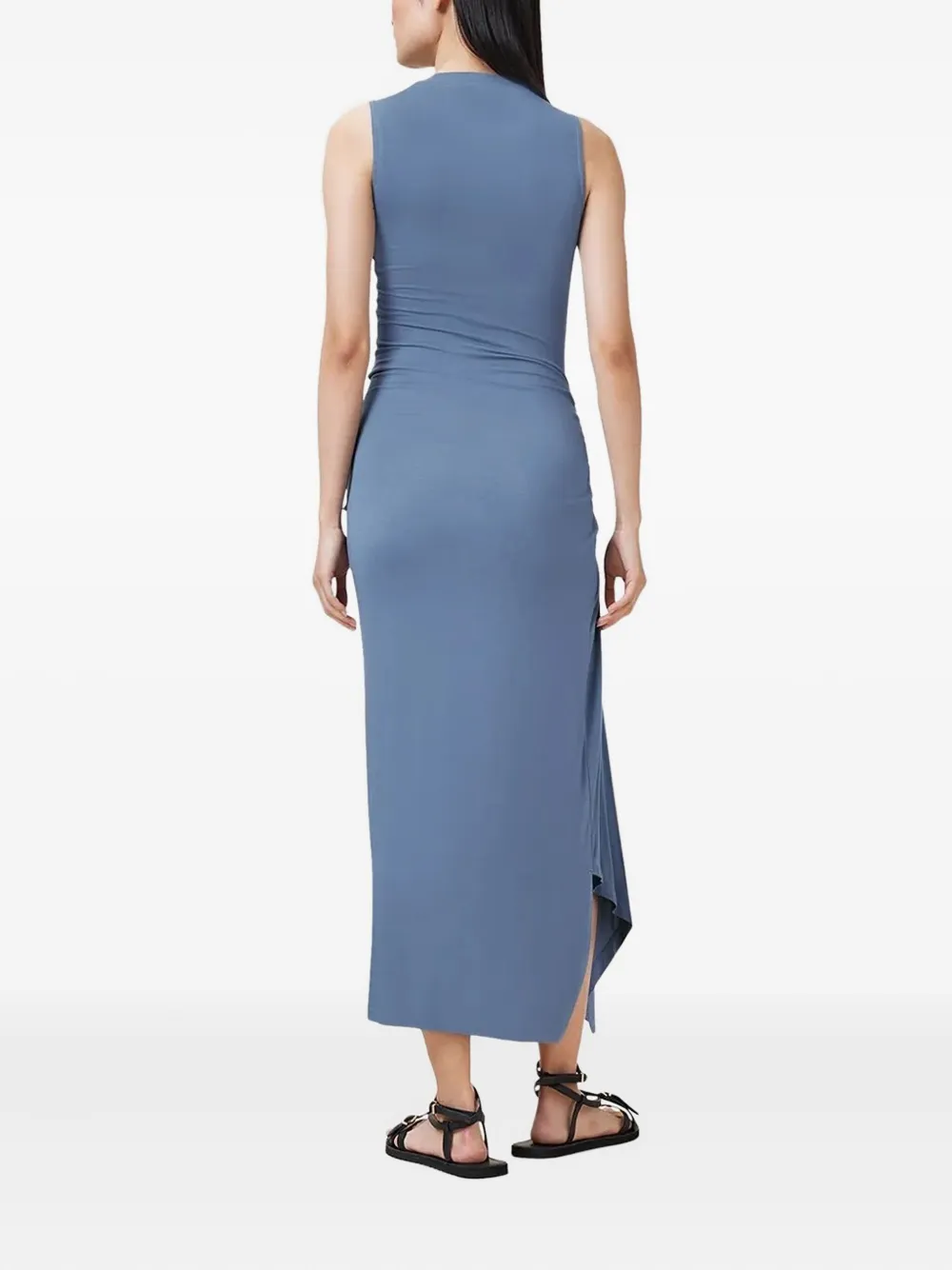 AllSaints Rivi gedrapeerde asymmetrische jurk Blauw