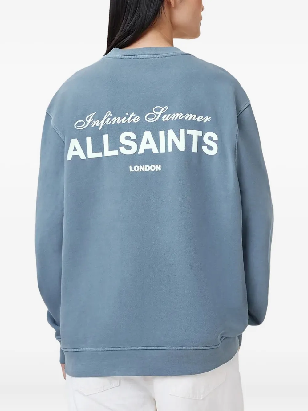Allsaints Womens Abbey Stone Gr Etta Soleil Cotton-jersey Sweatshirt In Blue