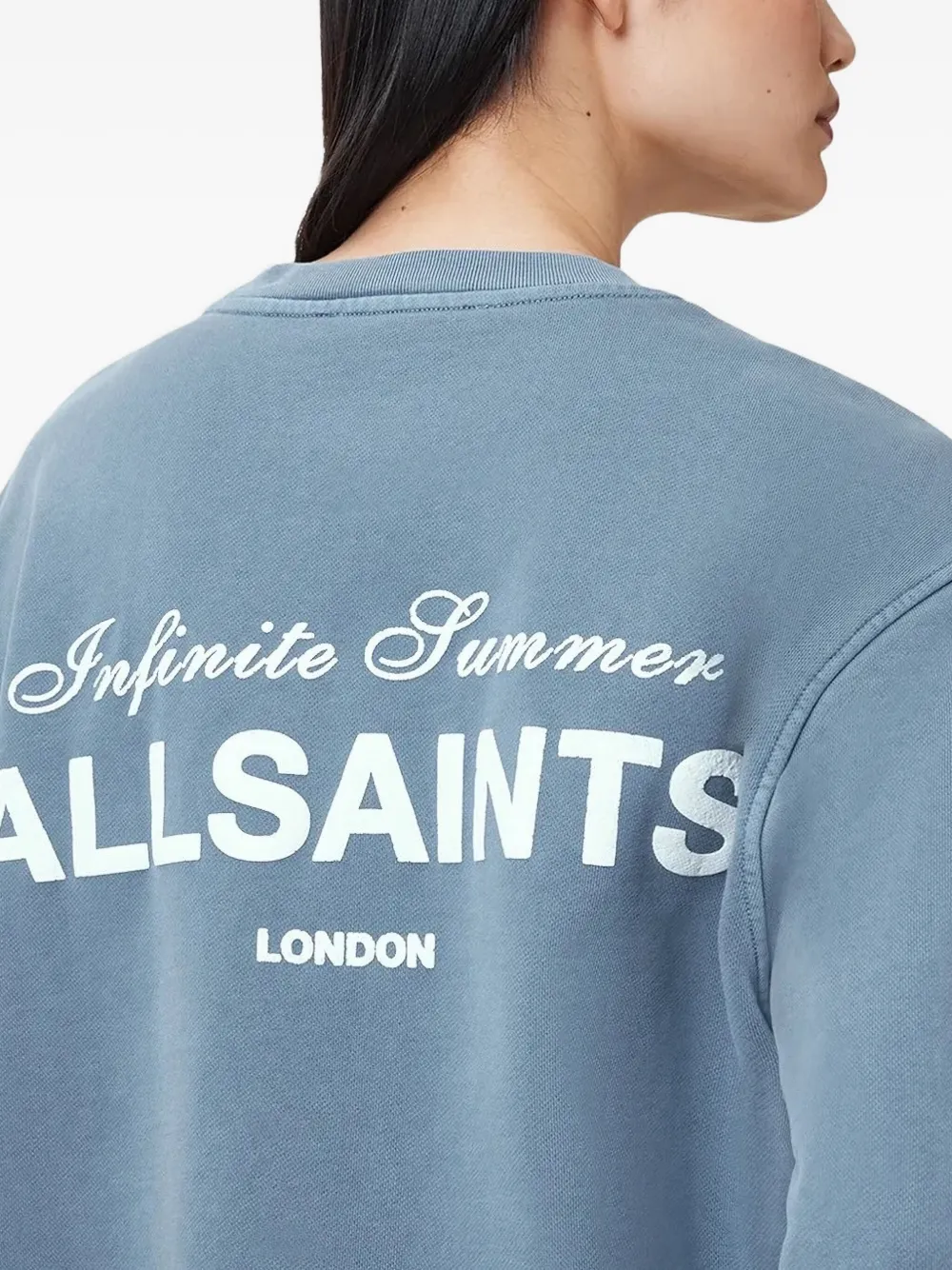 Allsaints Womens Abbey Stone Gr Etta Soleil Cotton-jersey Sweatshirt In Blue