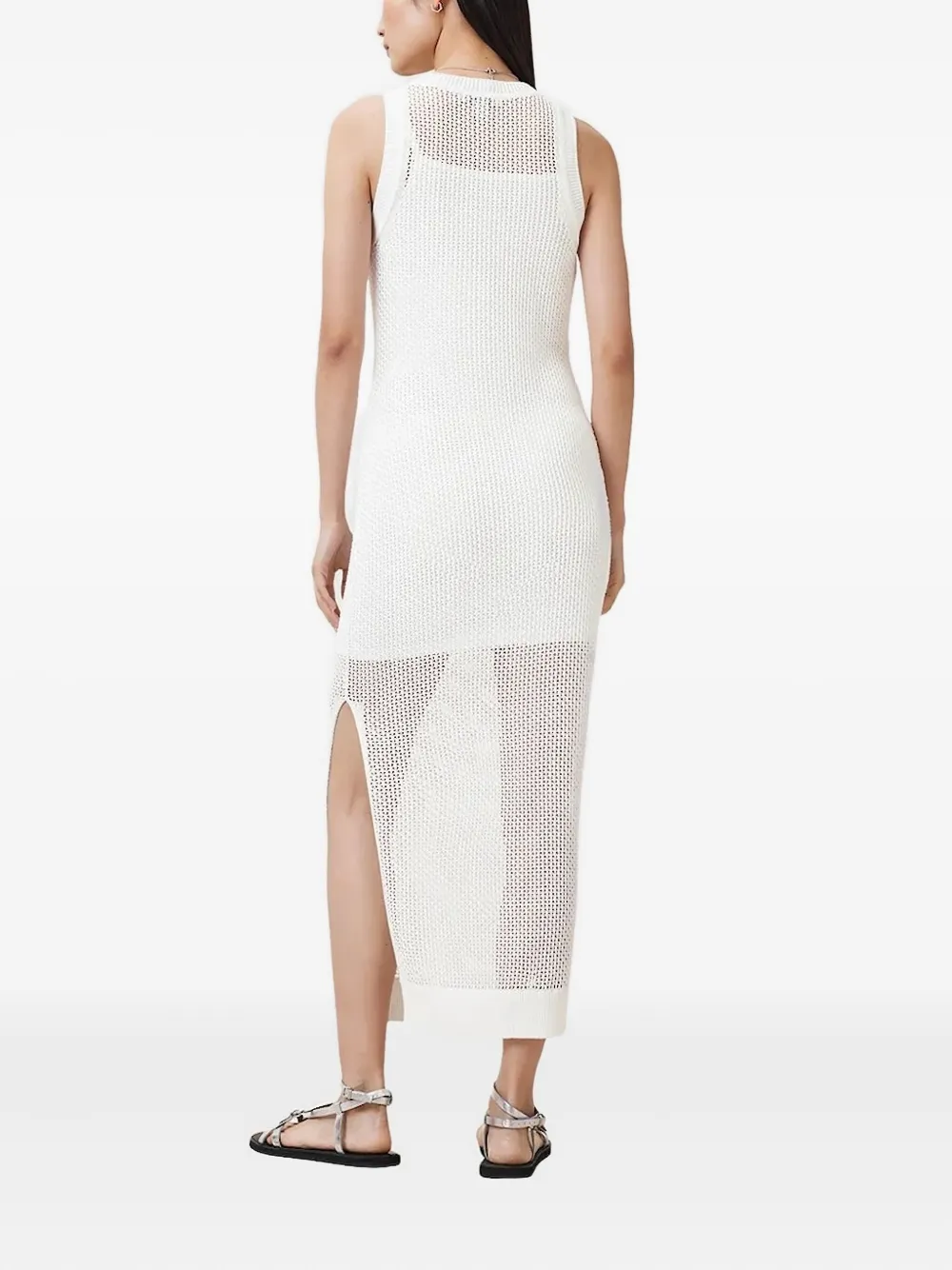 AllSaints Miro midi-jurk met mesh Wit