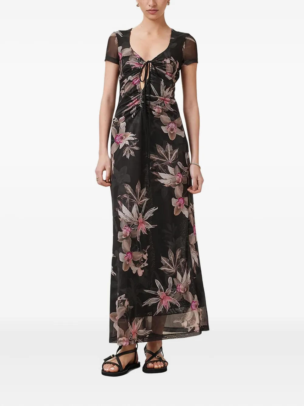 Allsaints Gabby Floral-print Drawstring Dress