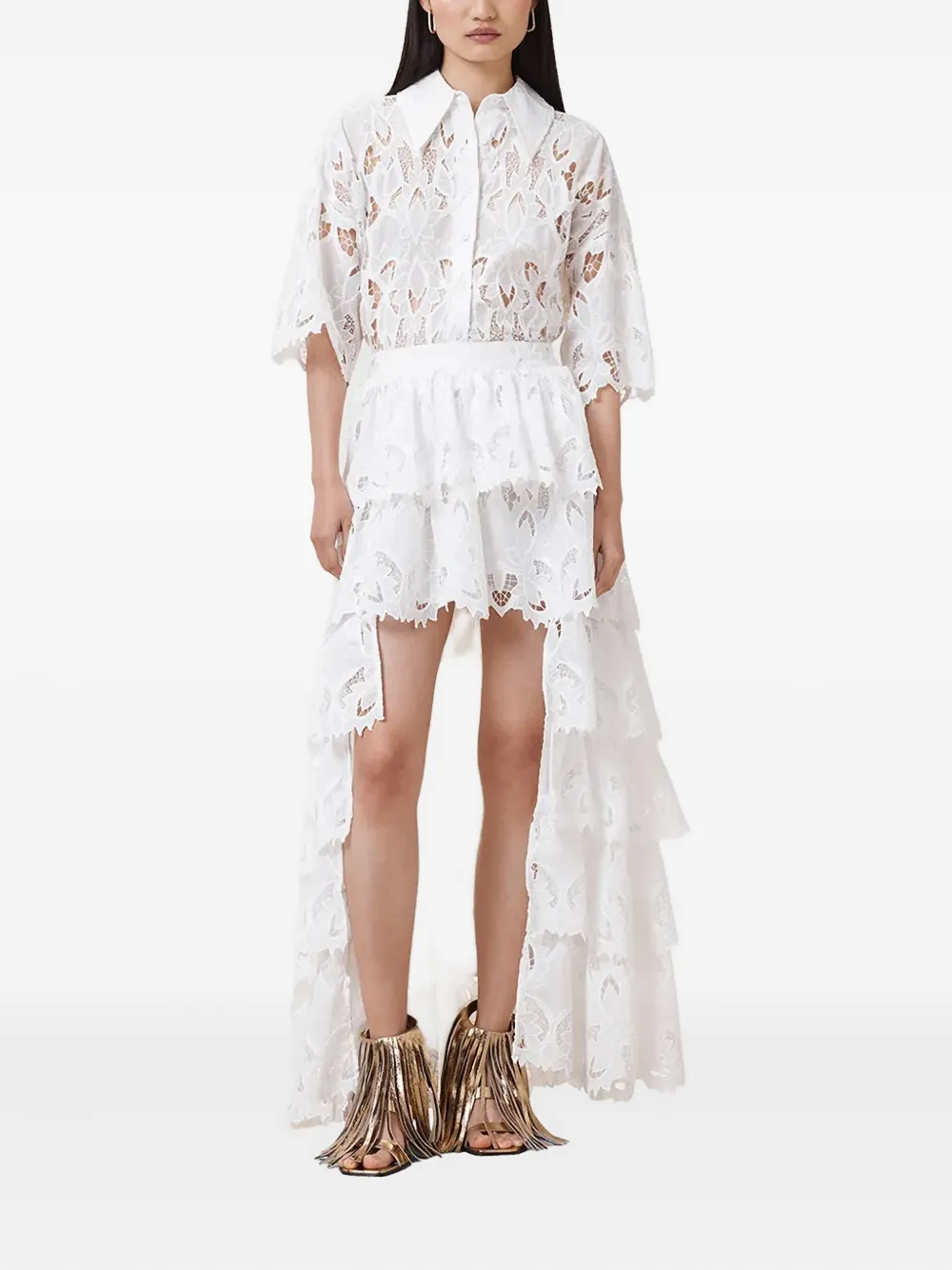 AllSaints Broderie anglaise high waist rok - Wit