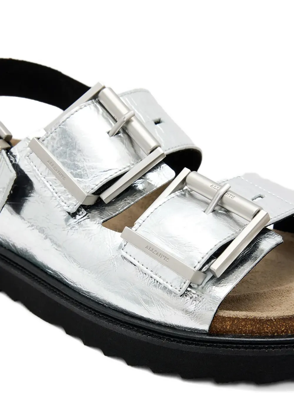 AllSaints Isla buckled slingback sandals Silver