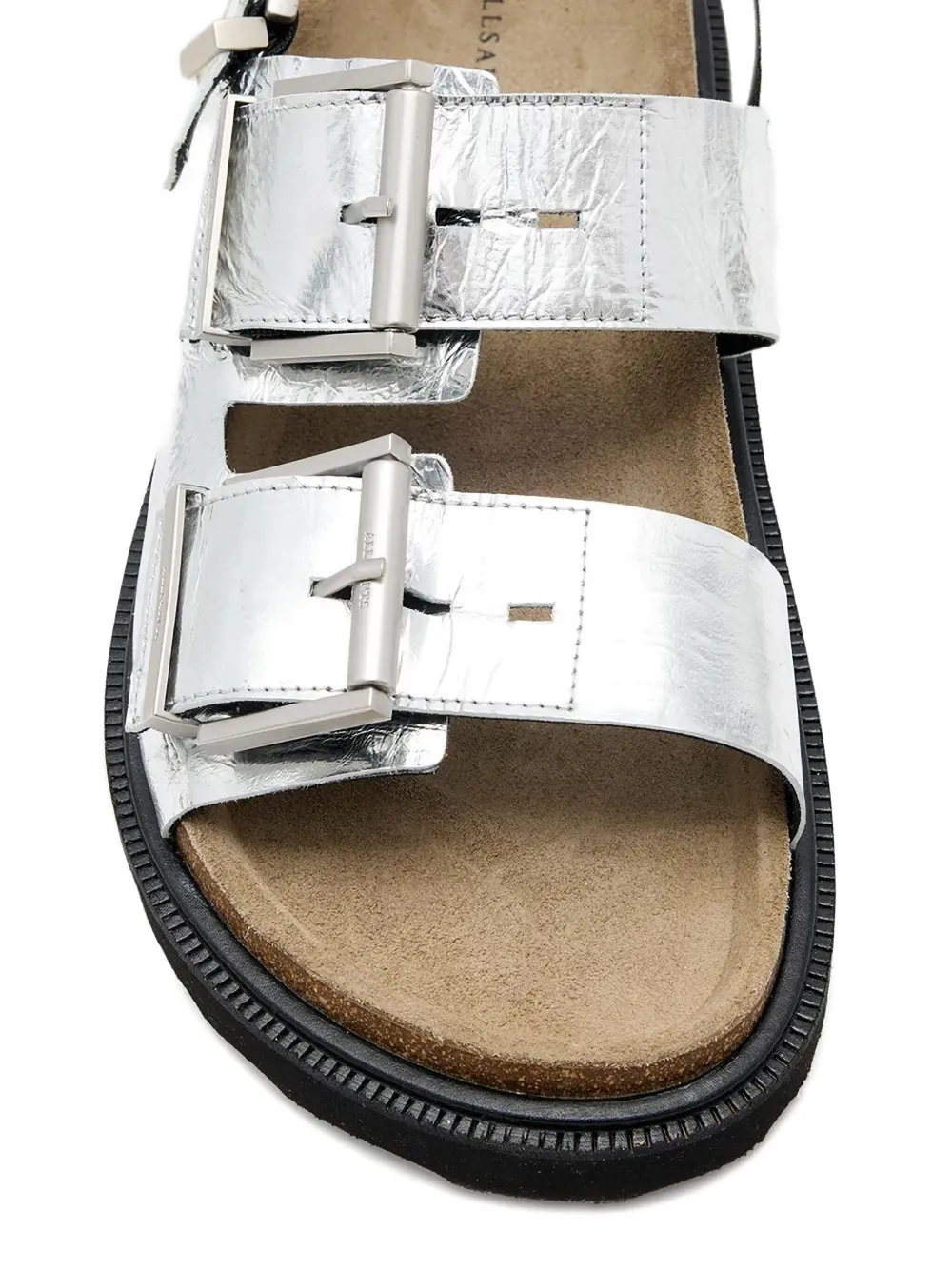 AllSaints Isla buckled slingback sandals Silver