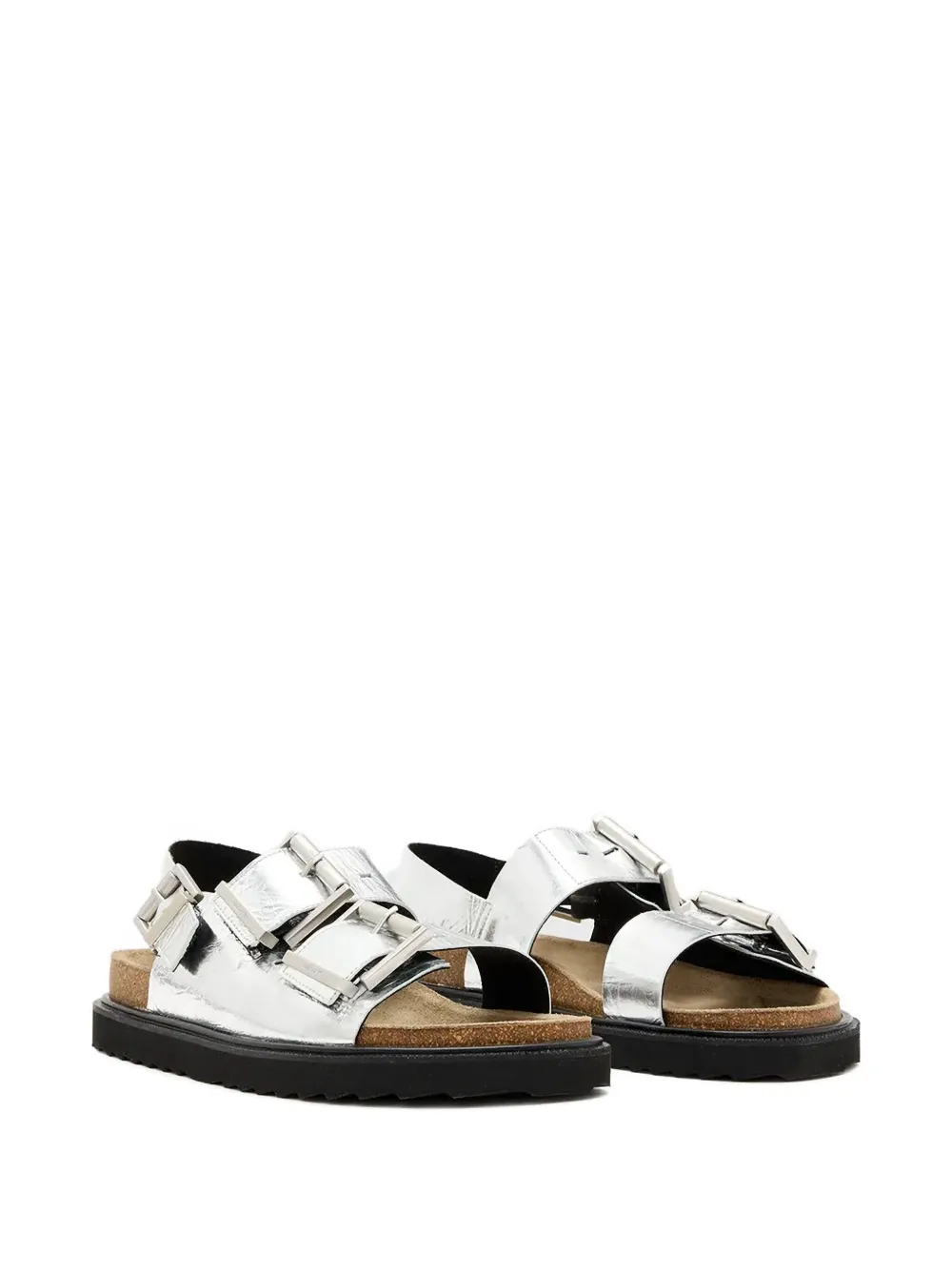 AllSaints Isla buckled slingback sandals Silver