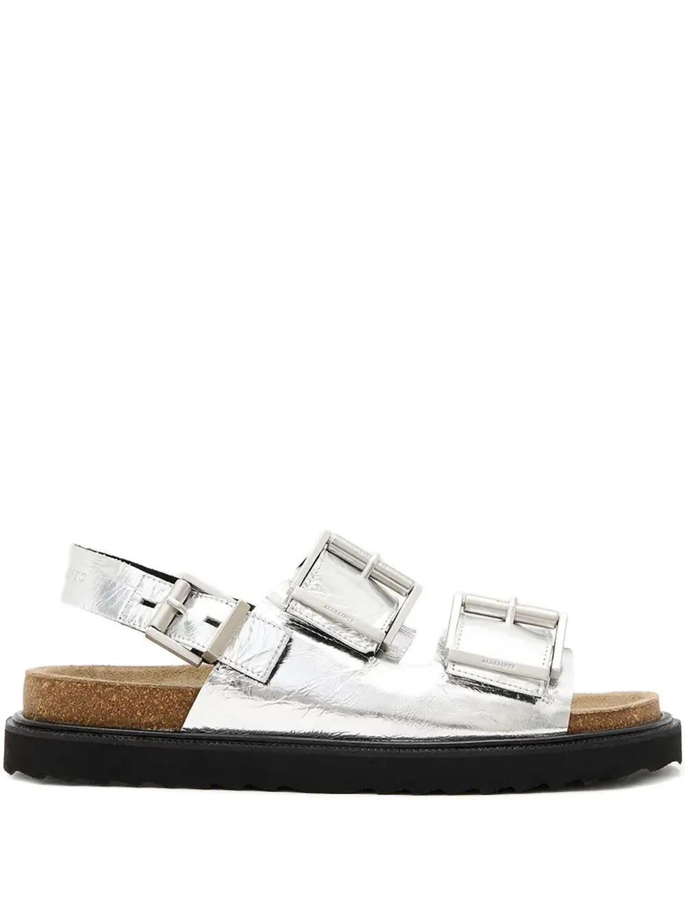 AllSaints Isla buckled slingback sandals Silver